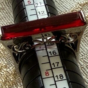 Sterling-Style Silver Ring with Rectangular Red Stone